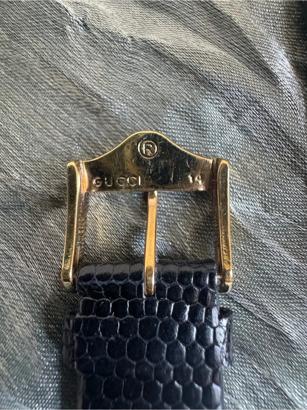 GUCCI VINTAGE LIZARD WRISTWATCH BAND BLACK 19mm